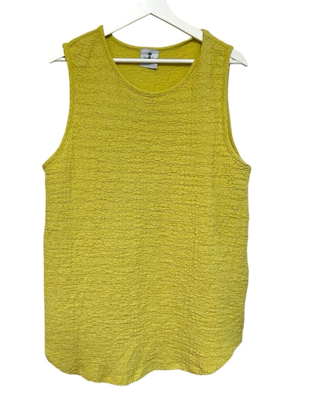 Inoah L Lime Crinkle Tank contemporary relaxed fit blouse flowy hem blouse